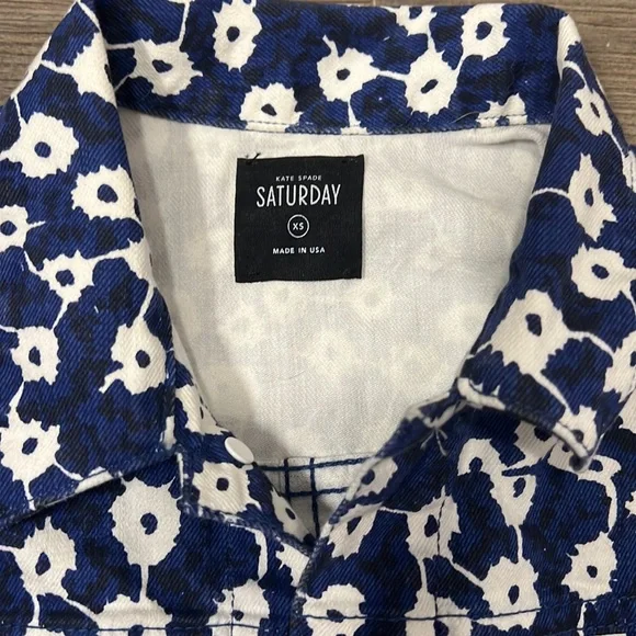 Kate Spade Saturday Blue Poppy Floral Denim Jacket Size XS - Picture 2 of 7